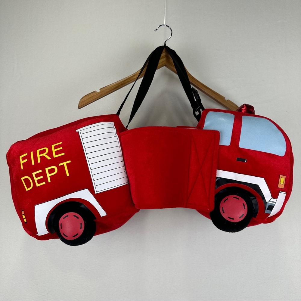 Halloween Red Riding Fire Truck Costume Child 3-7 Adjustable Straps Pullover